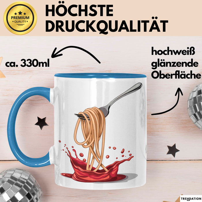 Pasta Fan Tasse Geschenkidee für Italienisches Essen Blau Trendation