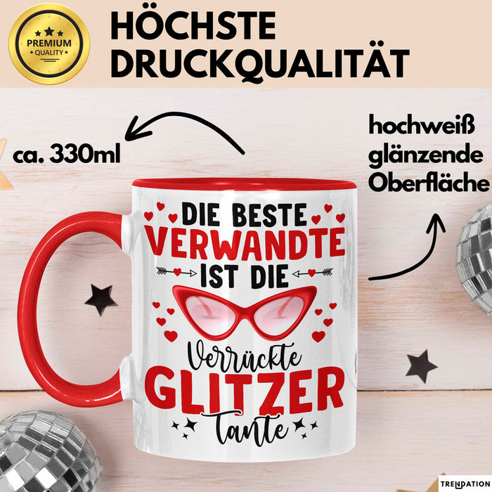Tante Verwandte Tasse Geschenk Lustige Geschenkidee Spruch Beste Tante Rot Trendation
