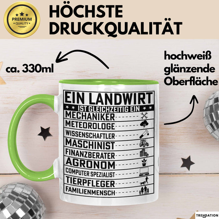 Landwirt Geschenk Tasse Lustiger Spruch Geschenkidee Ein Landwirt Ist Gleichzeitig Ein Grün Trendation