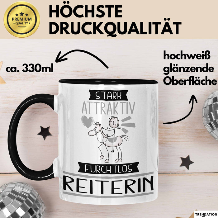 Reiterin Tasse Geschenk Becher Stark Attraktiv Furchtlos Reiterin Lustige Geschenkidee Trendation