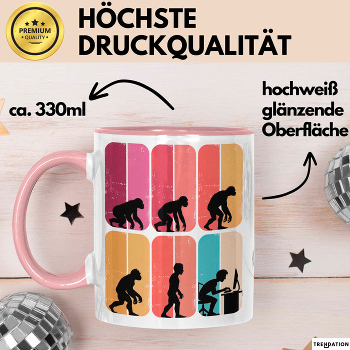 Gamer PC Gaming Liebhaber Tasse Geschenk Lustige Geschenkidee Spruch Gamer Evolution Rosa Trendation