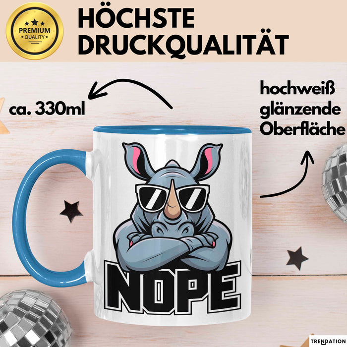 Nashorn Tasse Geschenk Lustige Geschenkidee Spruch Nö Blau Trendation