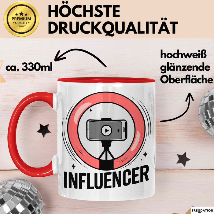 Influencer Tasse Geschenkidee für Content Creator Fans Rot Trendation