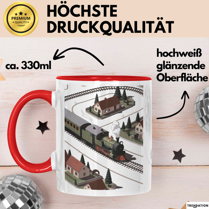 Modelleisenbahn Sammler Tasse Geschenk Lustige Geschenkidee Spruch Für Miniatur Bahn Fans Rot Trendation