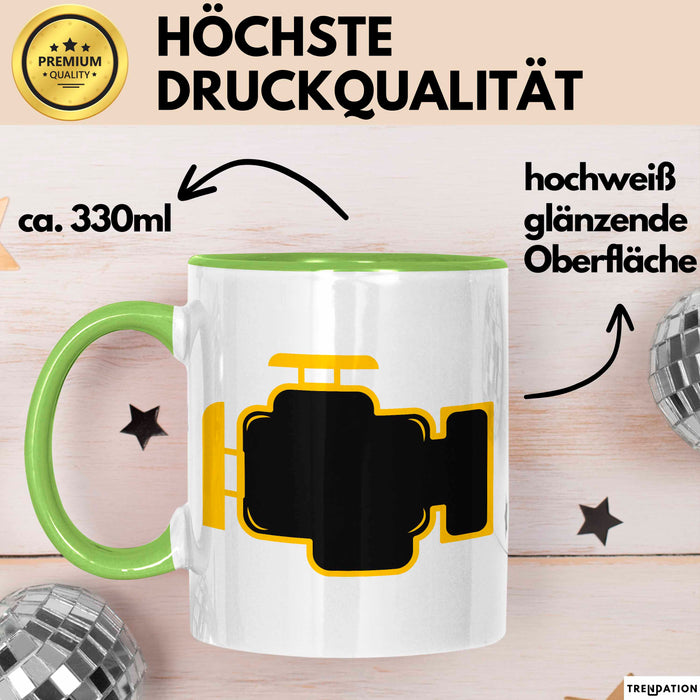 Motorkontrollleuchte Tasse Geschenk Lustige Geschenkidee Grün Trendation