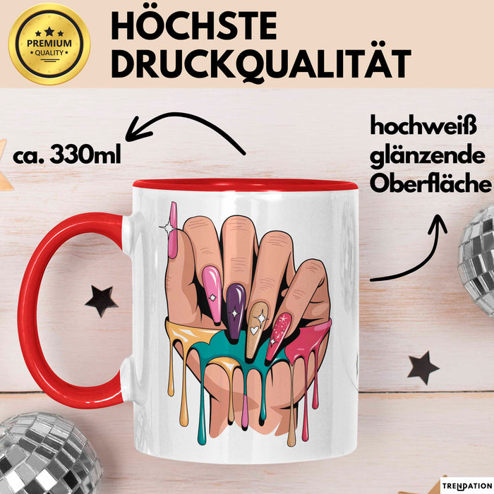 Nageltechniker Tasse Geschenkidee für Mani Profi Rot Trendation