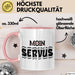 München Servus Tasse Geschenk Heimat Münchener Geschenkidee Kaffee-Becher Bayern Servus Rosa Trendation