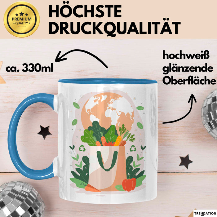 Nachhaltiges Leben Tasse Geschenk Lustige Geschenkidee Spruch Für Umwelt Unterstützer Blau Trendation