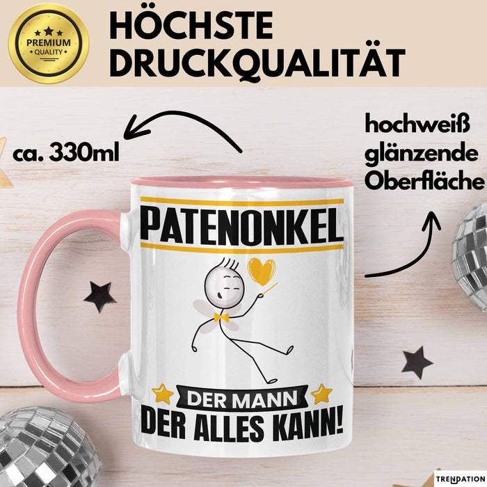 Patenonkel Tasse Geschenk für Patenonkel Der Mann Der Alles Kann Geschenkidee zum Geburtstag Rosa Trendation