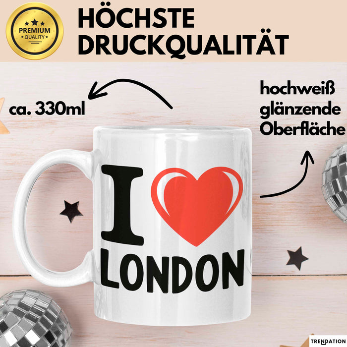England London Tasse Geschenk Lustige Geschenkidee Spruch Ich Liebe London Weiß Trendation