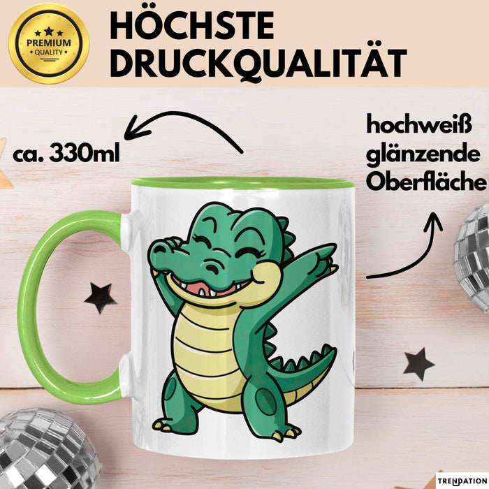 Dabendes Krokodil Tier Tasse Geschenk Lustige Geschenkidee Spruch Grün Trendation
