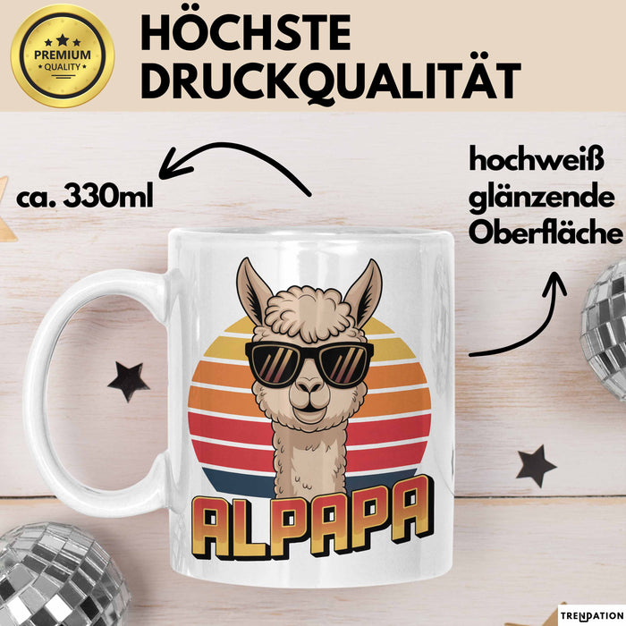 Vatertag Tasse Geschenk Alpapa Alpaka für Papa Spruch Weiß Trendation