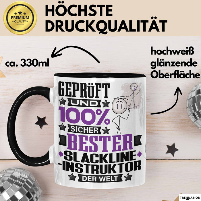 Slackline-Instruktor Geschenk Lustiger Spruch für Slackline-Instruktor Geschenkidee Bester Slackline-Instruktor Der Welt Schwarz Trendation
