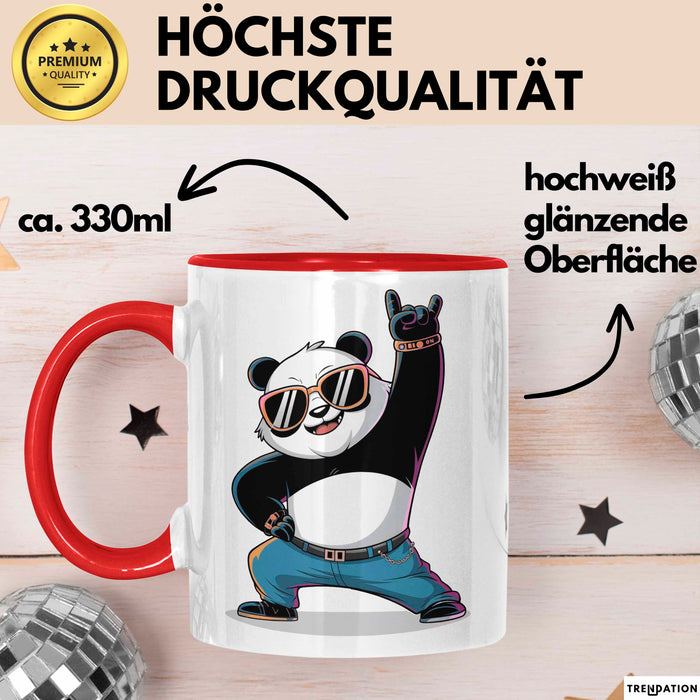 Panda Musiker Tasse Geschenk Lustige Geschenkidee Spruch Rot Trendation