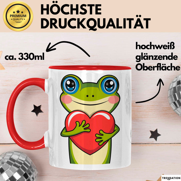 Frosch Herz Tasse Geschenk Lustige Geschenkidee Spruch Rot Trendation
