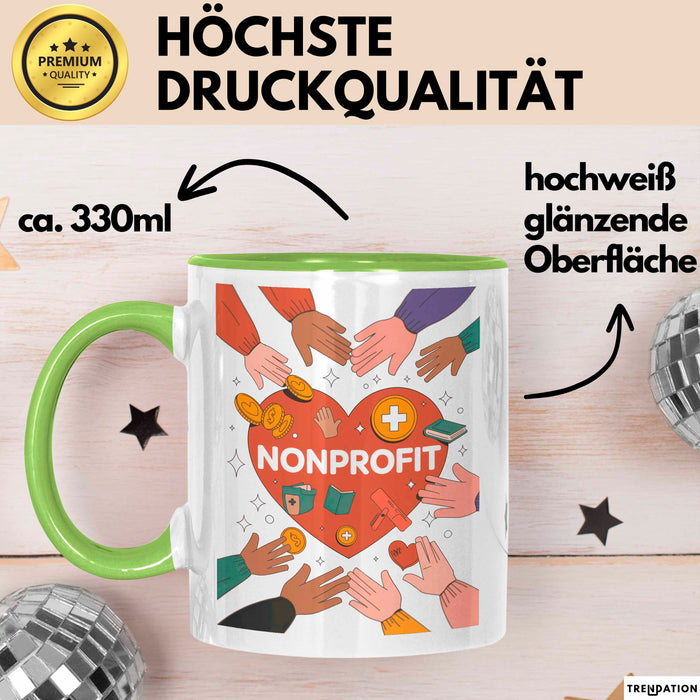 Nonprofit Mitarbeiter Tasse Geschenk Lustige Geschenkidee Spruch Für Gemeinschafts Helfer Grün Trendation