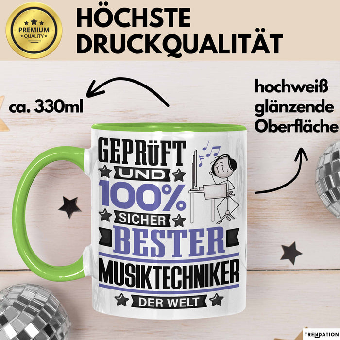 Musiktechniker Geschenk Lustiger Spruch für Musiktechniker Geschenkidee Bester Musiktechniker Der Welt Grün Trendation
