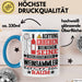 Weinsammler Geschenk Tasse Lustiger Spruch Erheben Sie Sich Der Weinsammler Betritt den Raum Blau Trendation