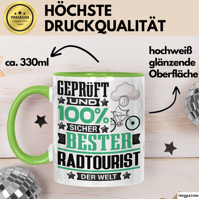 Radtourist Geschenk Lustiger Spruch für Radtourist Geschenkidee Bester Radtourist Der Welt Grün Trendation