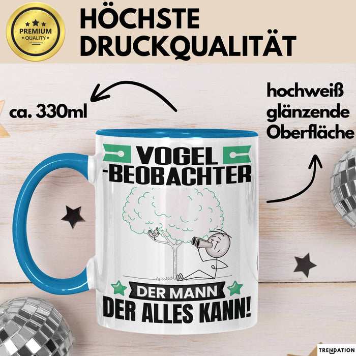 Vogelbeobachter Tasse Geschenk für Vogelbeobachter Der Mann Der Alles Kann Geschenkidee zum Geburtstag Blau Trendation
