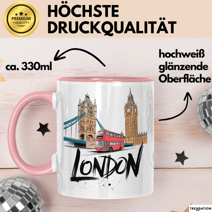 England London Skyline Tasse Geschenk Lustige Geschenkidee Spruch Rosa Trendation