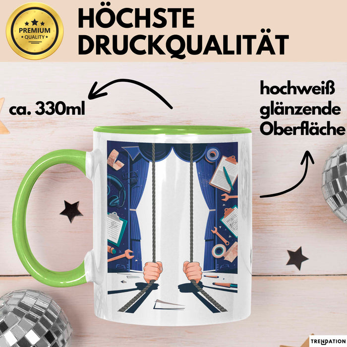 Bühnenarbeiter Tasse Geschenk Lustige Geschenkidee Spruch Für Backstage Crew Grün Trendation
