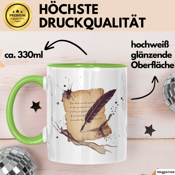 Dichter Tasse Geschenk Lustige Geschenkidee Spruch Für Wort Künstler Grün Trendation