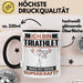Triathlet Tasse Geschenk für Triathlet Geburtstag Lustiger Spruch Kaffee-Becher Was Ist Deine Superkraft Schwarz Trendation