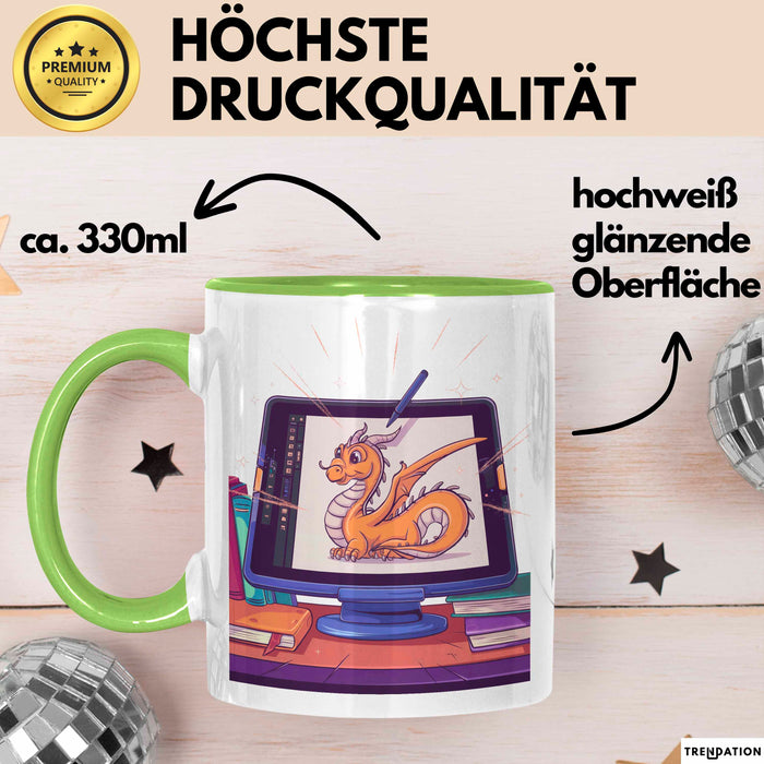 Digital Künstler Tasse Geschenk Lustige Geschenkidee Spruch Für Tablet Kreative Grün Trendation