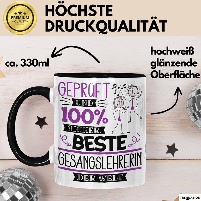 Beste Gesangslehrerin Der Welt Tasse Geschenk für Eine Gesangslehrerin Geprüft Und Sicher Geschenkidee Geburtstag Weihnachten Trendation