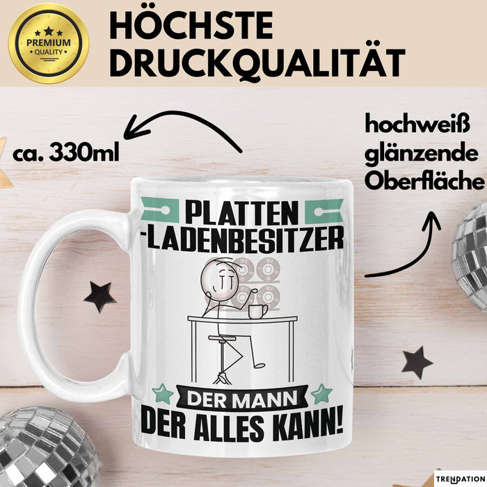 Plattenladenbesitzer Tasse Geschenk für Plattenladenbesitzer Der Mann Der Alles Kann Geschenkidee zum Geburtstag Weiß Trendation