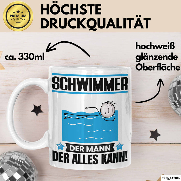 Schwimmer Tasse Geschenk für Schwimmer Der Mann Der Alles Kann Geschenkidee zum Geburtstag Weiß Trendation