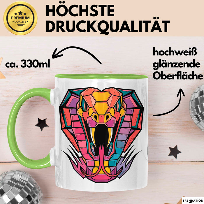 Reptil Schlange Tier Tasse Geschenk Lustige Geschenkidee Spruch Grün Trendation