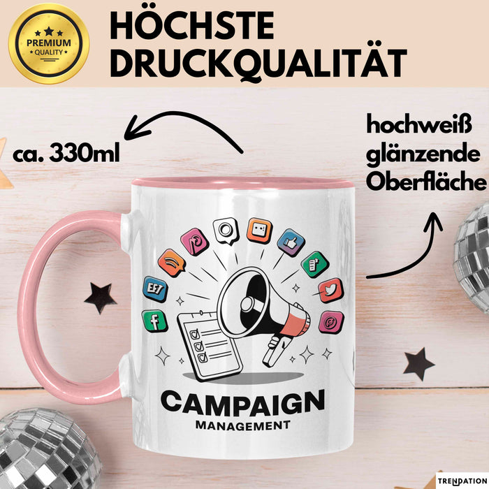 Kampagnen Manager Tasse Geschenk Lustige Geschenkidee Spruch Für Politische Strategen Rosa Trendation