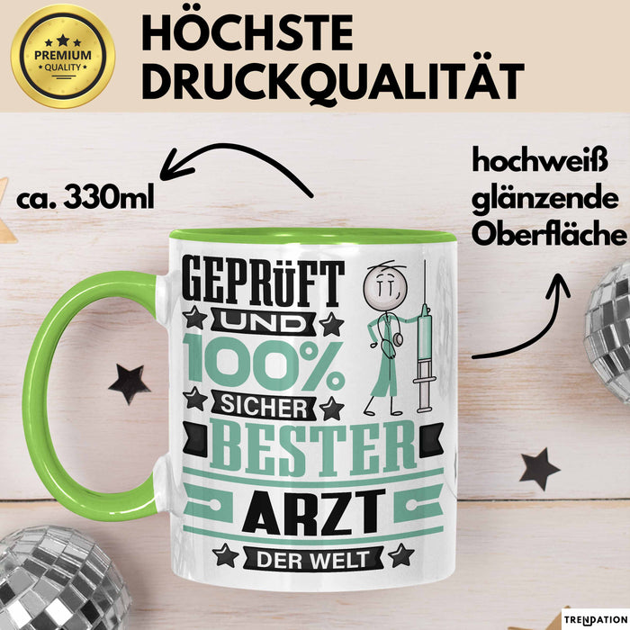 Arzt Geschenk Lustiger Spruch für Arzt Geschenkidee Bester Arzt Der Welt Grün Trendation