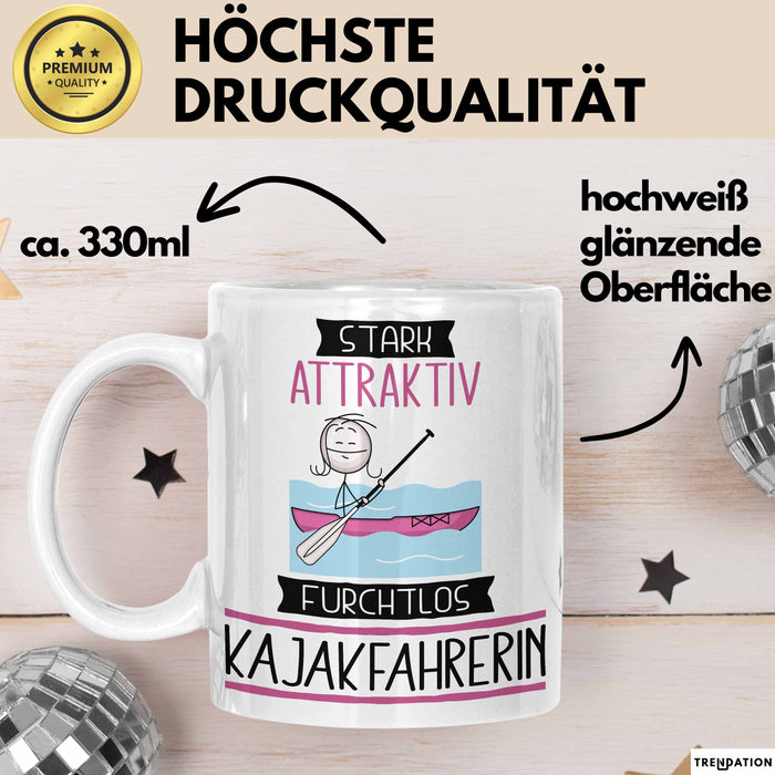Kajakfahrerin Tasse Geschenk Becher Stark Attraktiv Furchtlos Kajakfahrerin Lustige Geschenkidee Weiß Trendation