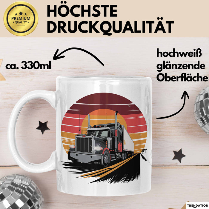 Lkw Fahrer Tasse Geschenkidee für Trucker Lustiger Spruch Weiß Trendation