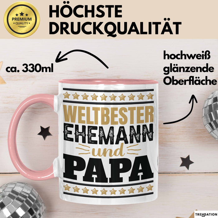 Lustige Tasse Geschenk Weltbester Ehemann Und Papa Becher Rosa Trendation