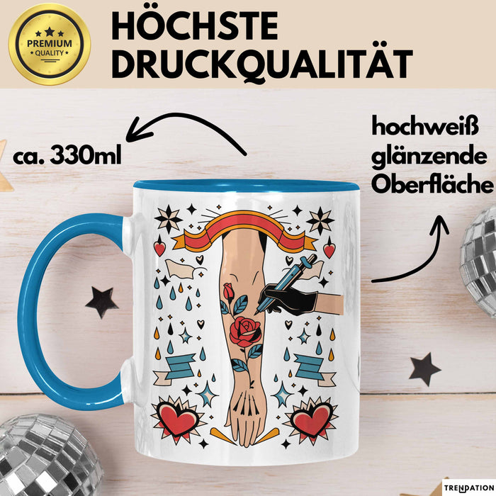 Tätowierer Tasse Geschenk Lustige Geschenkidee Spruch Für Tattoo Künstler Blau Trendation