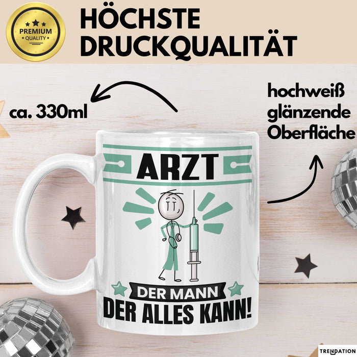 Arzt Tasse Geschenk für Arzt Der Mann Der Alles Kann Geschenkidee zum Geburtstag Weiß Trendation