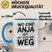 Anja Tasse Geschenk Wo Eine Anja Ist Ist Auch Ein Weg Geschenkidee Becher mit Name Blau Trendation
