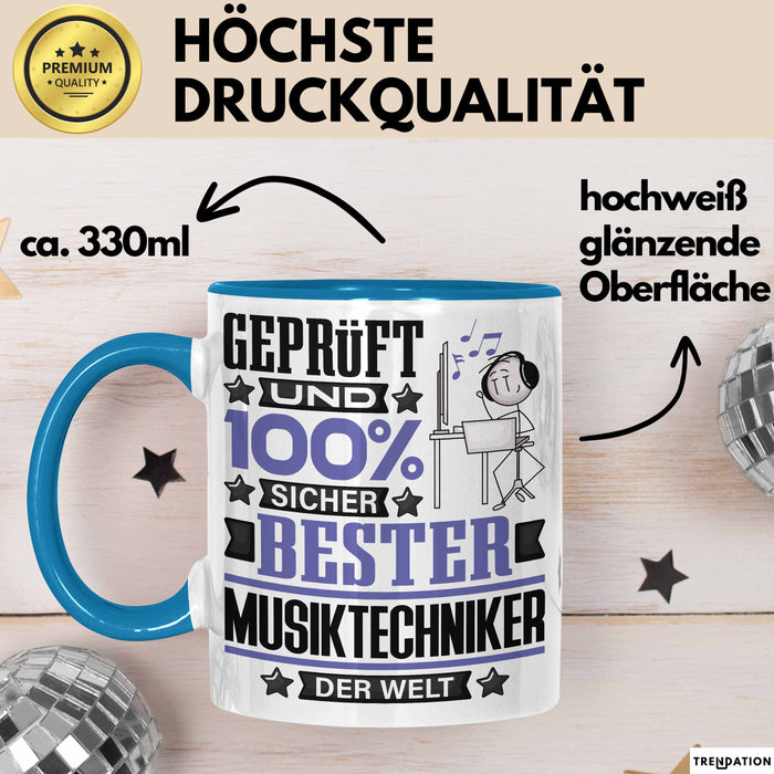Musiktechniker Geschenk Lustiger Spruch für Musiktechniker Geschenkidee Bester Musiktechniker Der Welt Blau Trendation