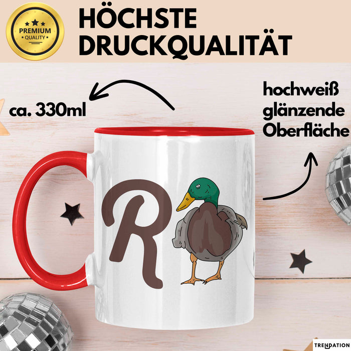 Rentner Pensionär Sarkasmus Ente Tasse Geschenk Lustige Geschenkidee Spruch Rot Trendation