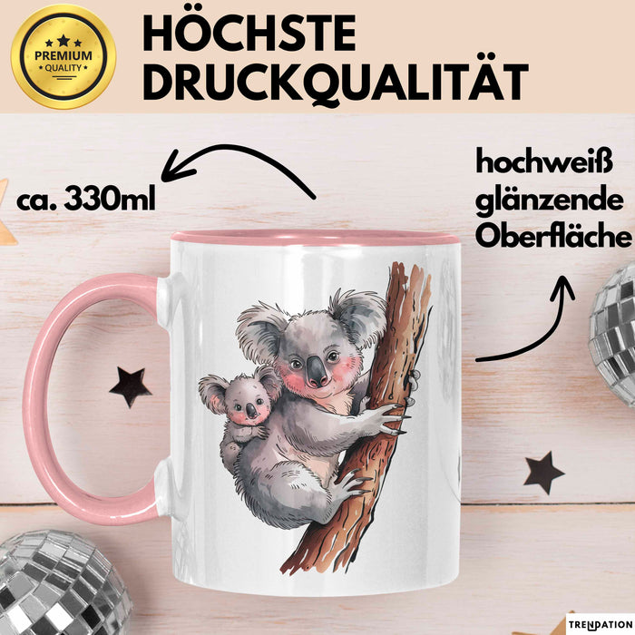 Koala Tierliebhaber Tasse Geschenk Lustige Geschenkidee Spruch Rosa Trendation