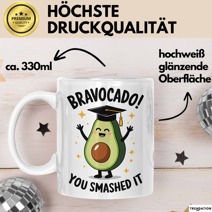 Schüler Abschluss Avocados Tasse Geschenk Lustige Geschenkidee Spruch Bravocado Weiß Trendation