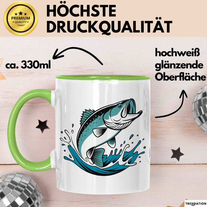Angler Tasse Geschenkidee Angelbegeisterter Lustiger Spruch Geschenkidee Lustig Grün Trendation