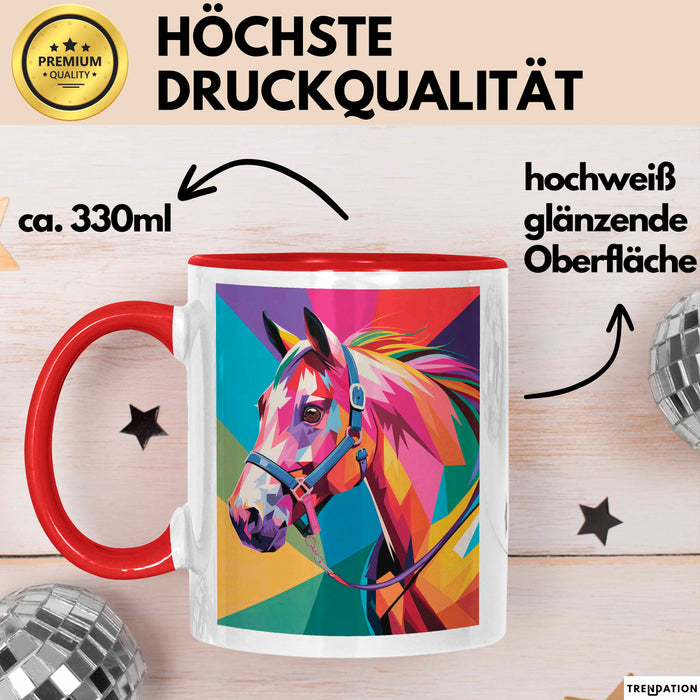 Pferde Tierliebhaber Tasse Geschenk Lustige Geschenkidee Spruch Rot Trendation