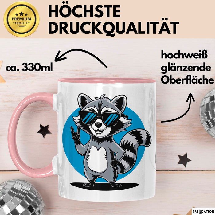 Waschbär Tierliebhaber Tasse Geschenk Lustige Geschenkidee Spruch Rosa Trendation