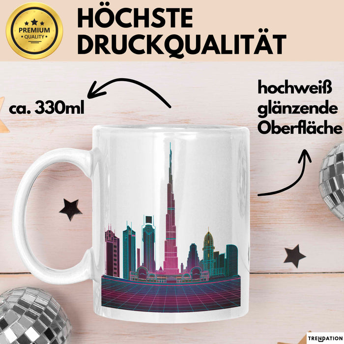 Dubai VAE Burj Khalifa Tasse Geschenk Lustige Geschenkidee Spruch Weiß Trendation