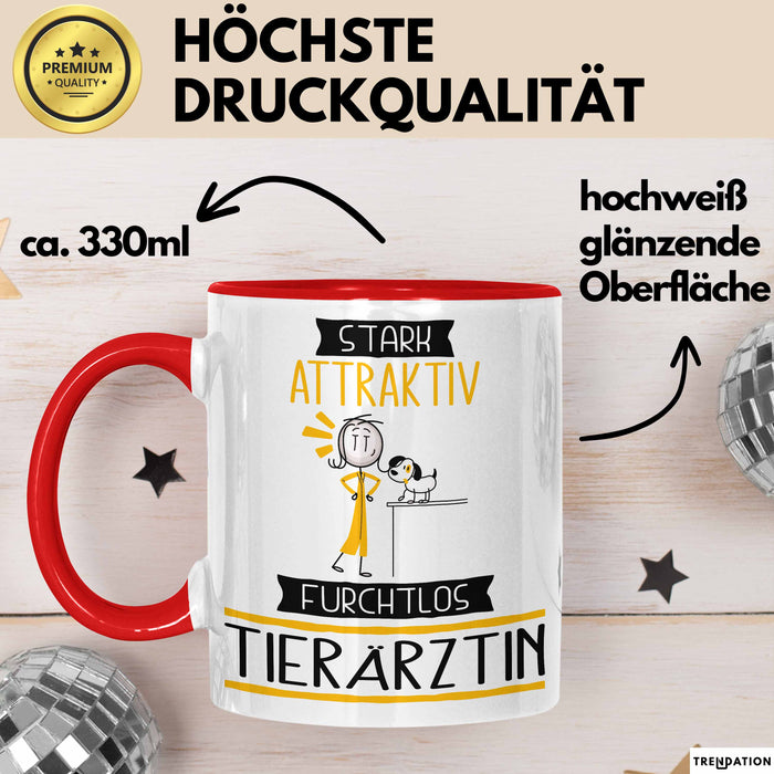 Tierärztin Tasse Geschenk Becher Stark Attraktiv Furchtlos Tierärztin Lustige Geschenkidee Rot Trendation